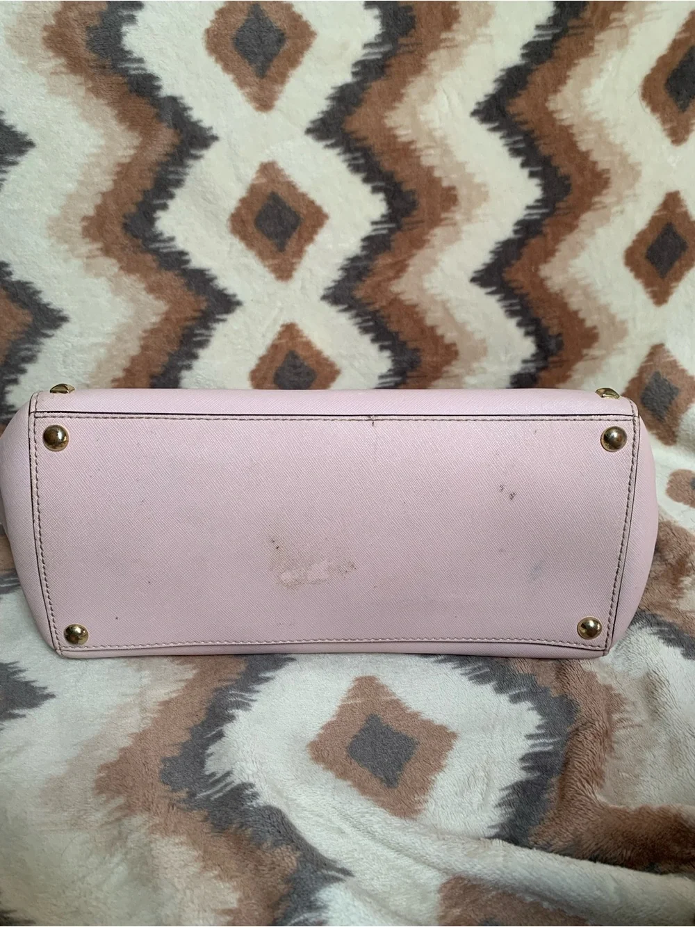 Michael Kors Saffiano Leather Kellen Studded Blossom Satchel Bag in Pink Purse